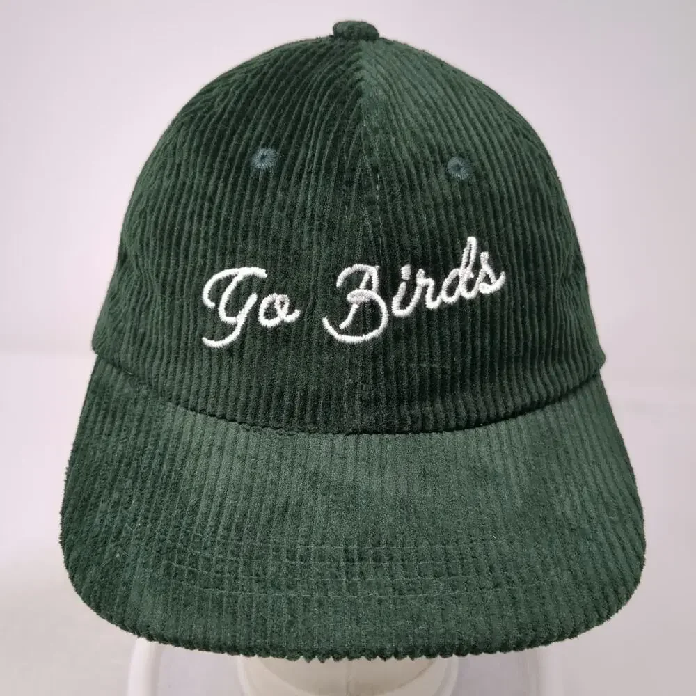 Green Corduroy Go Birds Embroidery Baseball Cap One Size Slideback Strap Hat